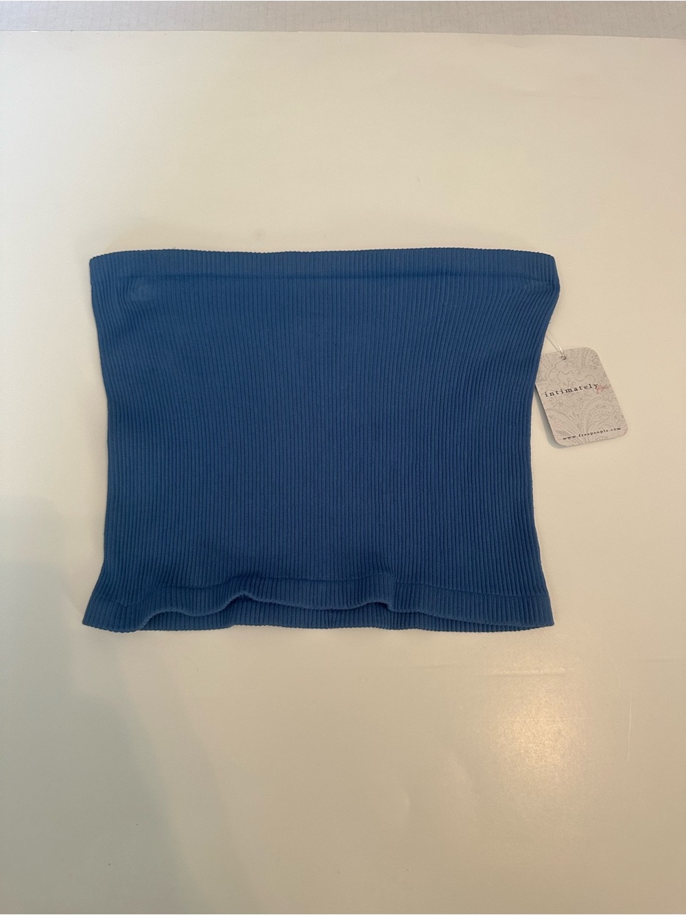 Free People Intimately Amelia Bandeau L/XL Misty Blue Ribbed Strapless Top NWT